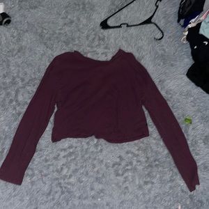 Long Sleeve Crop top, Size: XS, Color: Marron